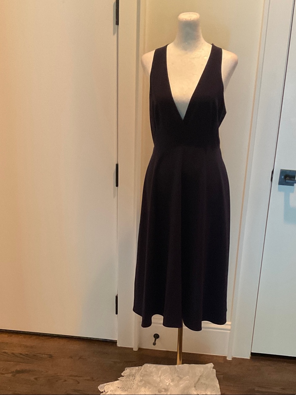 Elegant Deep V-Neck Black Women's Dress